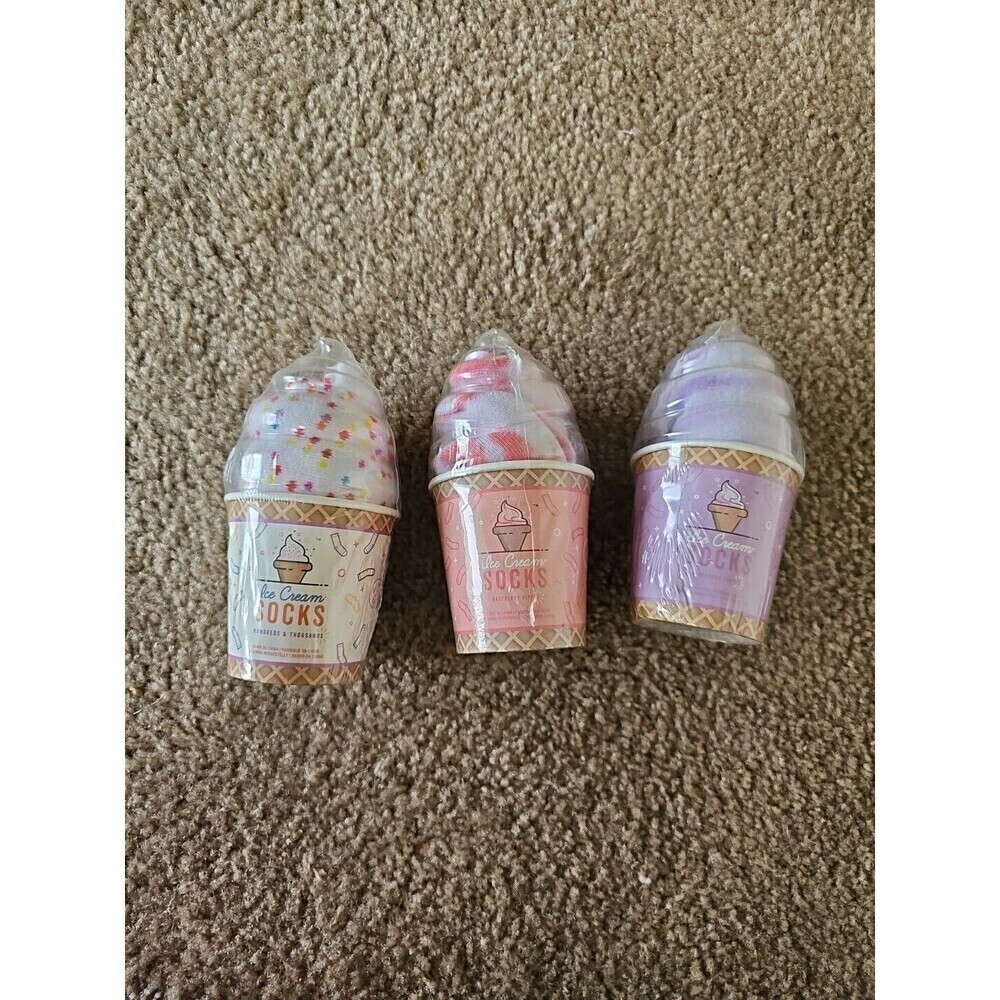 Luckies Originals Ice Cream Socks 3 Pack One Size NEW